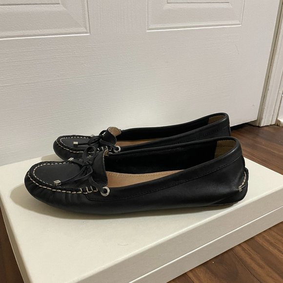 Sperry Black Ribbon Leather Boat Shoe Flats - Picture 6 of 9